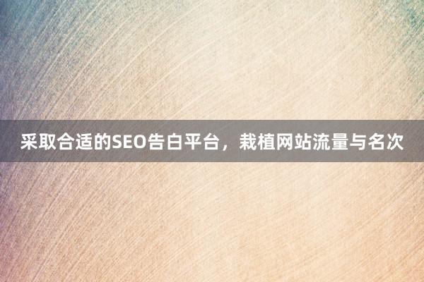 采取合适的SEO告白平台，栽植网站流量与名次