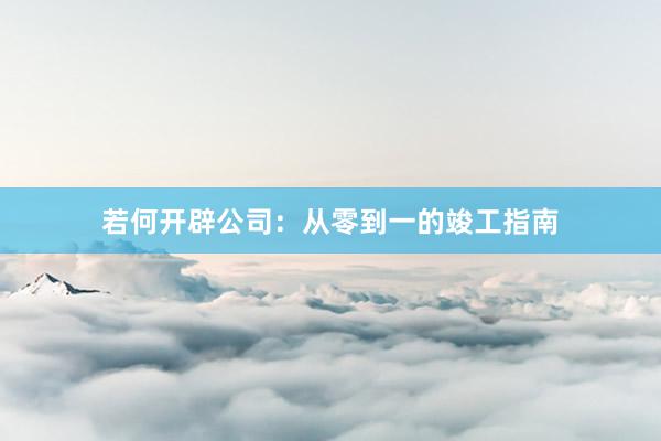 若何开辟公司：从零到一的竣工指南